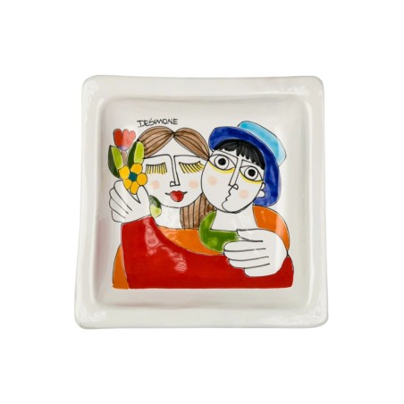 Piatto Ceramica siciiana Quadrato fidanzati PQFKE desimone Piatto Ceramica siciiana Quadrato fidanzati PQFKE desimone